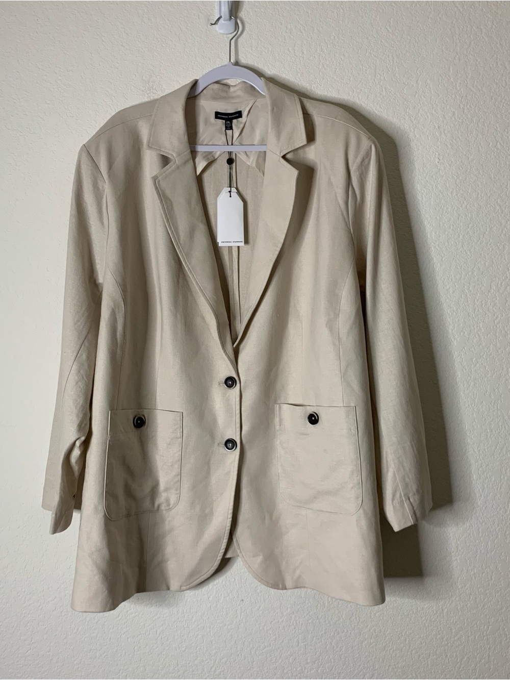 Universal standard Womens tan linen blend coastal blazer 2XL NWT